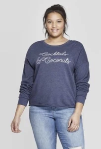 Zoe + Liv COCKTAILS & COCONUTS Sweatshirt Size Medium NWT - Picture 1 of 9