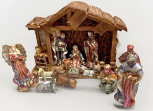 Holiday Time 17-teilige handbemalte Porzellan Krippe Vintage 90er Weihnachten - Bild 1 von 10