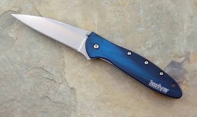 Kershaw 1660BB Leek Pocket Knife plain Blade blue/black smoke *NEW retired Lot#1 - Image 1 of 3