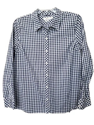 Camisa para mujer Vineyard Vines azul guinga mezcla de algodón abotonada talla 16 Foto 1 de 4