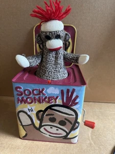 Sock Monkey & You Metal Jack In The Box musical pop up toy - Picture 1 of 13
