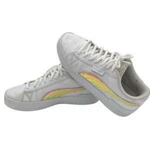 Puma Jada Jr Holigraphic Leather Low Top Athletic Sneaker White Girl's Sz 4 - Picture 1 of 7