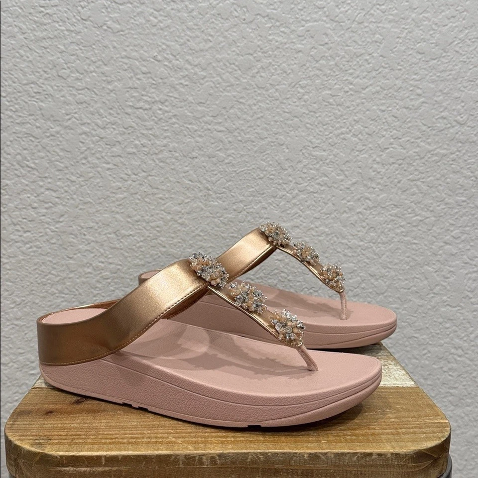 Fitflop Galaxy Toe Thong Rose Gold Sandals Size 9
