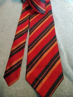 DANIEL DE FASSON MEN'S TIE  100% SILK MADE IN CHINA Orange Stripe 3.5" 60" - Image 1 of 4