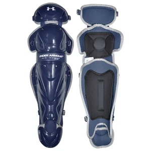 Under Armour UA Victory Intermediate 14.5" Baseball Catcher's Leg Guards - Navy - Imagen 1 de 1