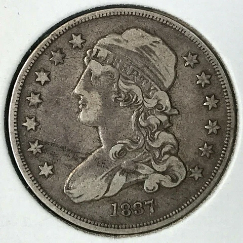 1837 SILVER CAPPED BUST QUARTER HIGH GRADE SCARCE COIN Cover