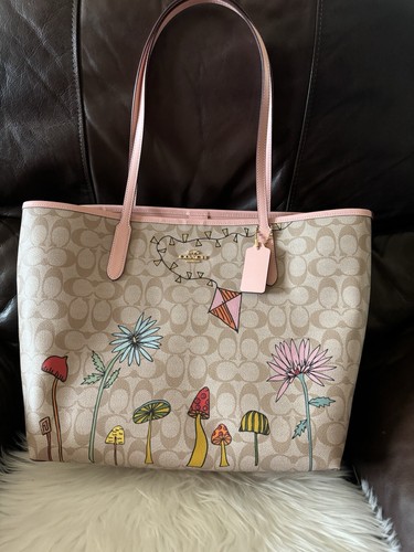 Borsa Coach CU392 Coach X Osservata da Noi Città Tote Bag in Tela Firmata Nuova con etichette