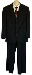 Men's Gianfranco RUFFINI Black Pinstripe 4 Button 2 Pc Suit Size 44R, 35X28