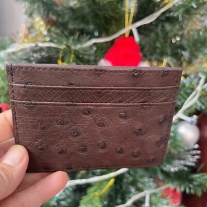 Brown GENUINE OSTRICH LEATHER SKIN CREDIT CARD HOLDER/ WALLET CAR HOLDER FOR MEN - Picture 1 of 19