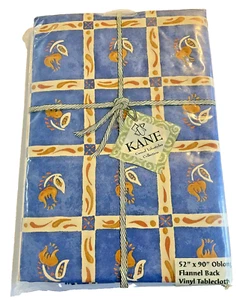 Tablecloth Kane Casual Lifestyle Vinyl Oblong 52 in X 90 in Flannel Backed NIP - Picture 1 of 7