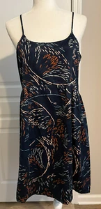 LOFT Lounge Sundress Size Small Spaghetti Straps Adjustable Navy Print - Picture 1 of 6