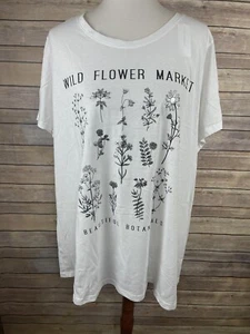 Lane Bryant 22/24 Neu mit Etikett Grafik T-Shirt Wild Flower Market Kurzarm weiß Oberteil - Bild 1 von 9