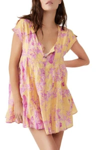 Free People Sully Dress Sunshine Combo Babydoll Dress Large Size L 16 NEW BNWT - Picture 1 of 3