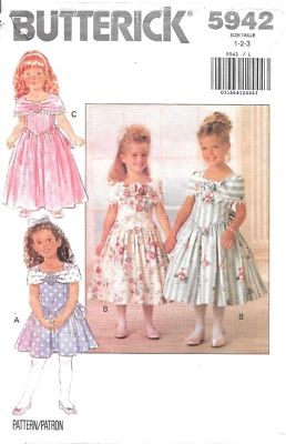 Vintage Butterick Sewing Pattern # 5942 Toddlers Sleeveless Dress Size: 1-2-3 - Image 1 of 2