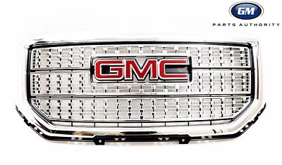2016-2018 GMC Sierra 1500 Denali Front Chrome Grille 23496245 w/ Emblem OEM GM - Image 1 of 4