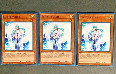 Effect Veiler x3 SDCH-EN017 Common 1st Edition Near Mint Yu-Gi-Oh Playset - Image 1 of 2