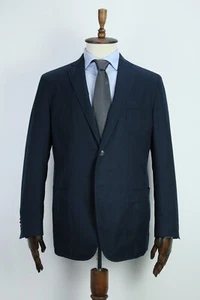 ERMENEGILDO ZEGNA Dark Blue Solid COTTON Sport Coat Blazer Jacket 54IT 44US/UK - Picture 1 of 15