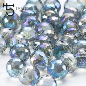 Faceted Large Crystal Beads-Austria Ab Color Loose Round Bead Jewelry Making DIY - Picture 1 of 24