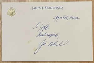 JAMES BLANCHARD, 100% AUTHENTIC AUTOGRAPHED GREETING CARD, FORMER MI GOVERNOR ! - Picture 1 of 1