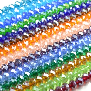 FACETED RONDELLE CRYSTAL GLASS BEADS LUSTRE 4MM,6MM,8MM,10MM - PICK COLOUR - Picture 1 of 29