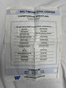 Vintage WWF Wrestling Match Card Program Sheet Baltimore MD 2.11.85 Hogan Bundy - Bild 1 von 2