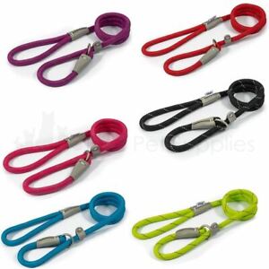Ancol Dog Rope Slip Lead Reflective Soft Strong Nylon 8, 10 or 12mm - 5 Colours