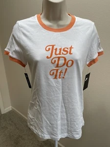 Nike Women’s White & Orange Trim “Just Do It” Short Sleeve The Nike Tee s XS - Picture 1 of 10