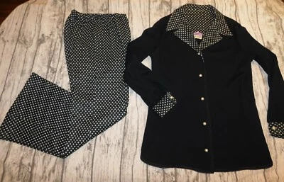VTG 60s 70s TONI TODD PANT SUIT GROOVY OUTFIT DOTS BELL PANTS TUNIC TOP KNIT M L - Image 1 of 4