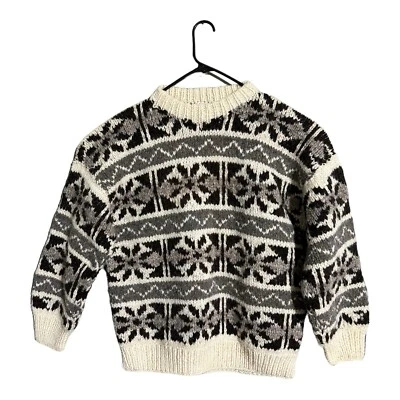 Chunky 100% Cotton Thick Sweater Made In Ecuador Size XXL Brown Beige Handmade - Image 1 of 3