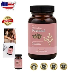 Mama Bear Organic Prenatal Capsules - Whole Food Nutrition for Healthy Pregnancy - Picture 1 of 8