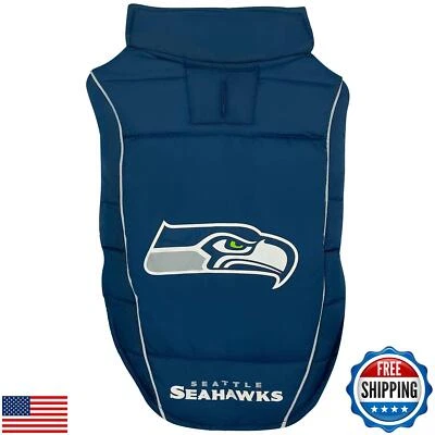 NFL New Seattle Seahawks Puffer Vest for Dogs and Cats, Size Small. Warm, Coz - Image 1 of 4