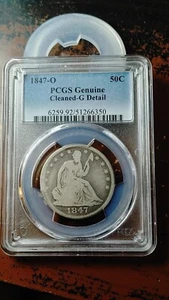 1847 O Seated Liberty Silver Half Dollar 50C PCGS G Good Details Cleaned    5067 - Picture 1 of 4