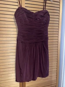 BCBG Maxazria Ribbed And Lined Strapless Draped Crepe Dress Women's 10 Maroon - Picture 1 of 5