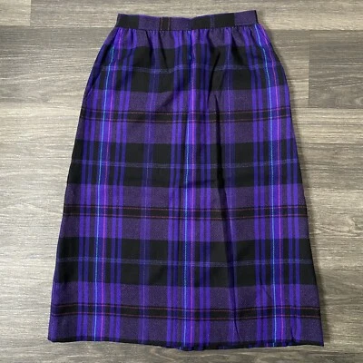 Falda De Colección Evan Picone Lana Para Mujer 6/26 Púrpura Cuadros Punk Gótico Grunge EE. UU. Foto 1 de 4