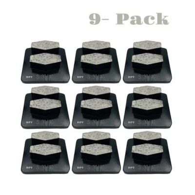 DPT 9 Pack Grinding Discs for Husqvarna PG Concrete Grinder Hard Bond 30/40 Grit