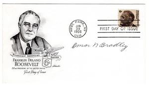 #1284 Franklin D. Roosevelt 1966 FDC - Artmaster Signed by Omar Bradley - Picture 1 of 2