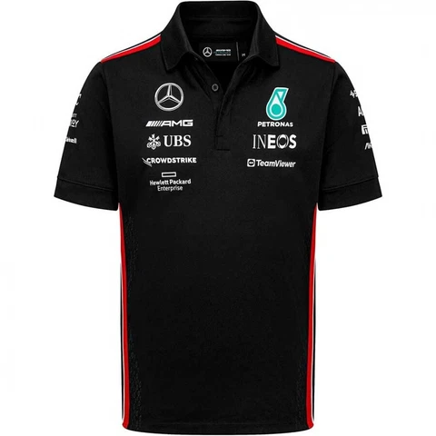Mercedes AMG Petronas F1 Team Black Polo Shirt 2023 Cover