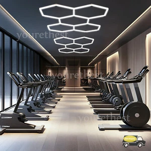 5 Grids Hexagon LED Garage Lights Honeycomb Detailing Showroom Office 6500 Lum - Picture 1 of 17