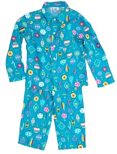 Lands' End Kids Pajama Set Blue Size 6 Christmas Ornaments Print - Picture 1 of 7