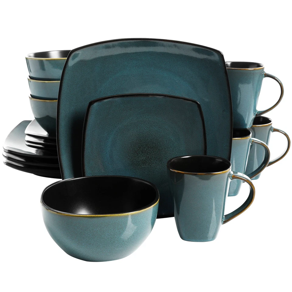 Soho Lounge 16-Piece Soft Square Dinnerware Set in Teal Green - Image 1 of 1
