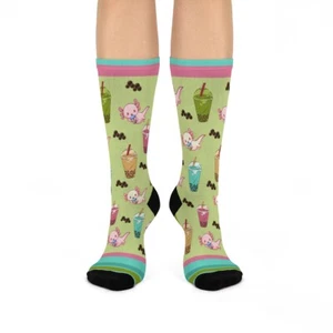 Bubble Tea Socks, Tapioca, Milk Tea Lover, Milk Tea Boba, Colorful, Asian Socks - Picture 1 of 7