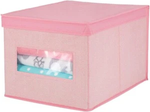 mDesign Fabric Baby Nursery Closet Wardrobe Storage Box Organizer Pink - Picture 1 of 9