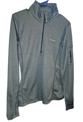 Pulôver feminino Columbia Park View grade meio zíper lã verde omni pavio tamanho M  - Imagem 1 de 4