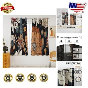 Mid Century Modern Blackout Curtains - 2 Panels 52''W x 45''L Floral Elegance - Picture 1 of 10