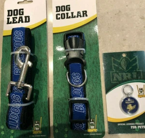 NRL Bulldogs dog collar adjustable, NRL Bulldogs dog lead & pet id tag, set, new - Picture 1 of 4