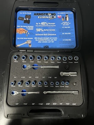 NOS Armstrong Eliminator 3/8–1/4 Metric 26 Piece Set 43–067 Made In Usa ￼ - Image 1 of 4