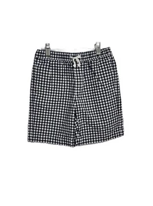 Janie And Jack Boys Navy Blue Gingham Plaid Shorts Poplin Pull On Cotton Sz 7 - Picture 1 of 10