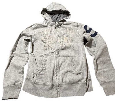 Sudadera con capucha para mujer Aeropostale talla M gris cremallera completa logotipo desgastado Foto 1 de 4