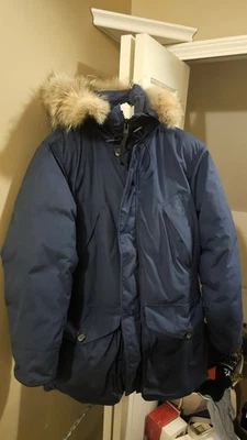 Vintage Eddie Bauer Polar Parka Coyote Fur Down Parka Jacket 90s Navy Size Small - Image 1 of 4