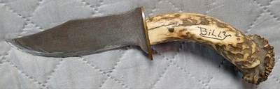 Cuchillo de caza de colección hecho a mano fijo de 6" mango de asta 11” de largo cuerno "Billy" Foto 1 de 4